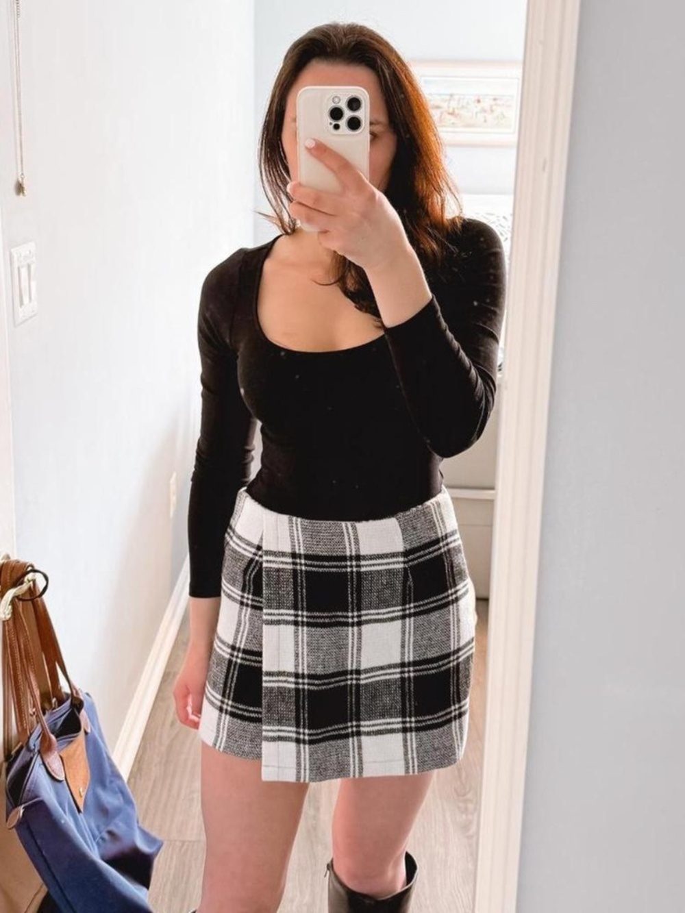Forever 21 Tweed Faux Wool Plaid Skirt